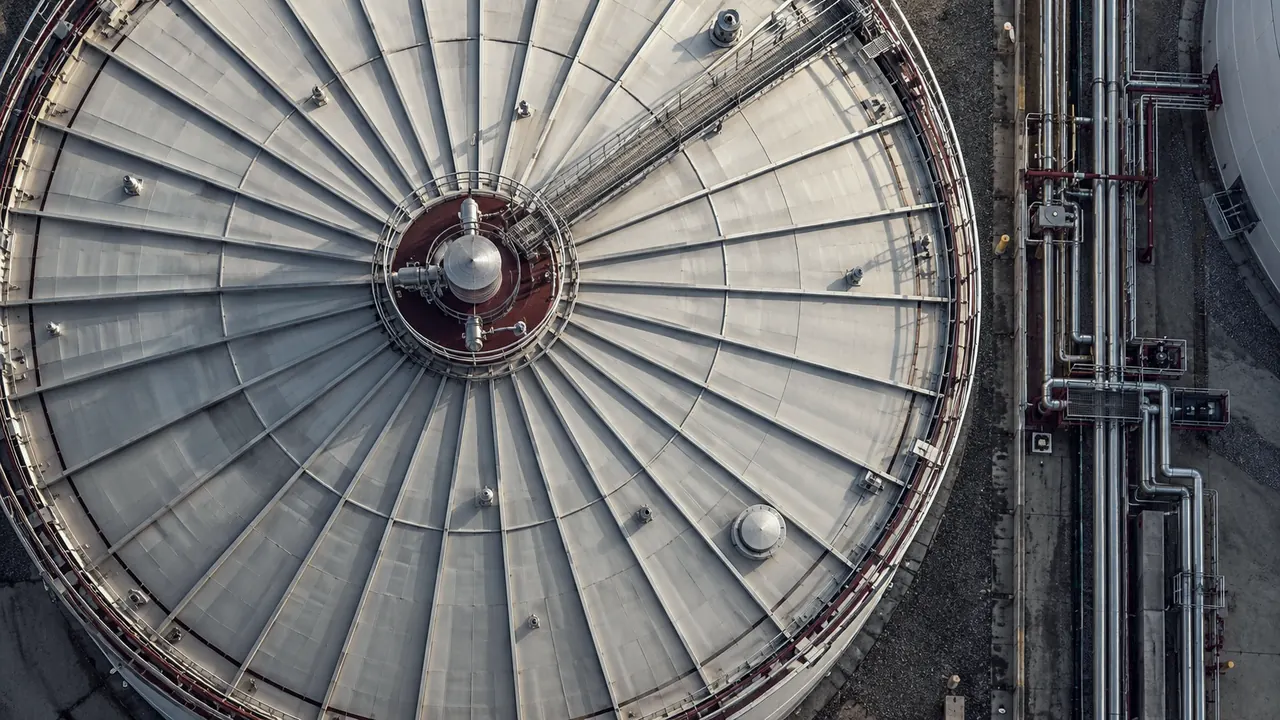 The roof of a storage tank seen from above